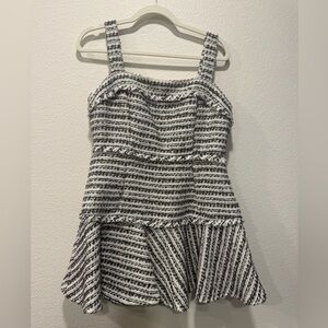 NWT Mustard Seed Grey & White Striped Tweed Dress